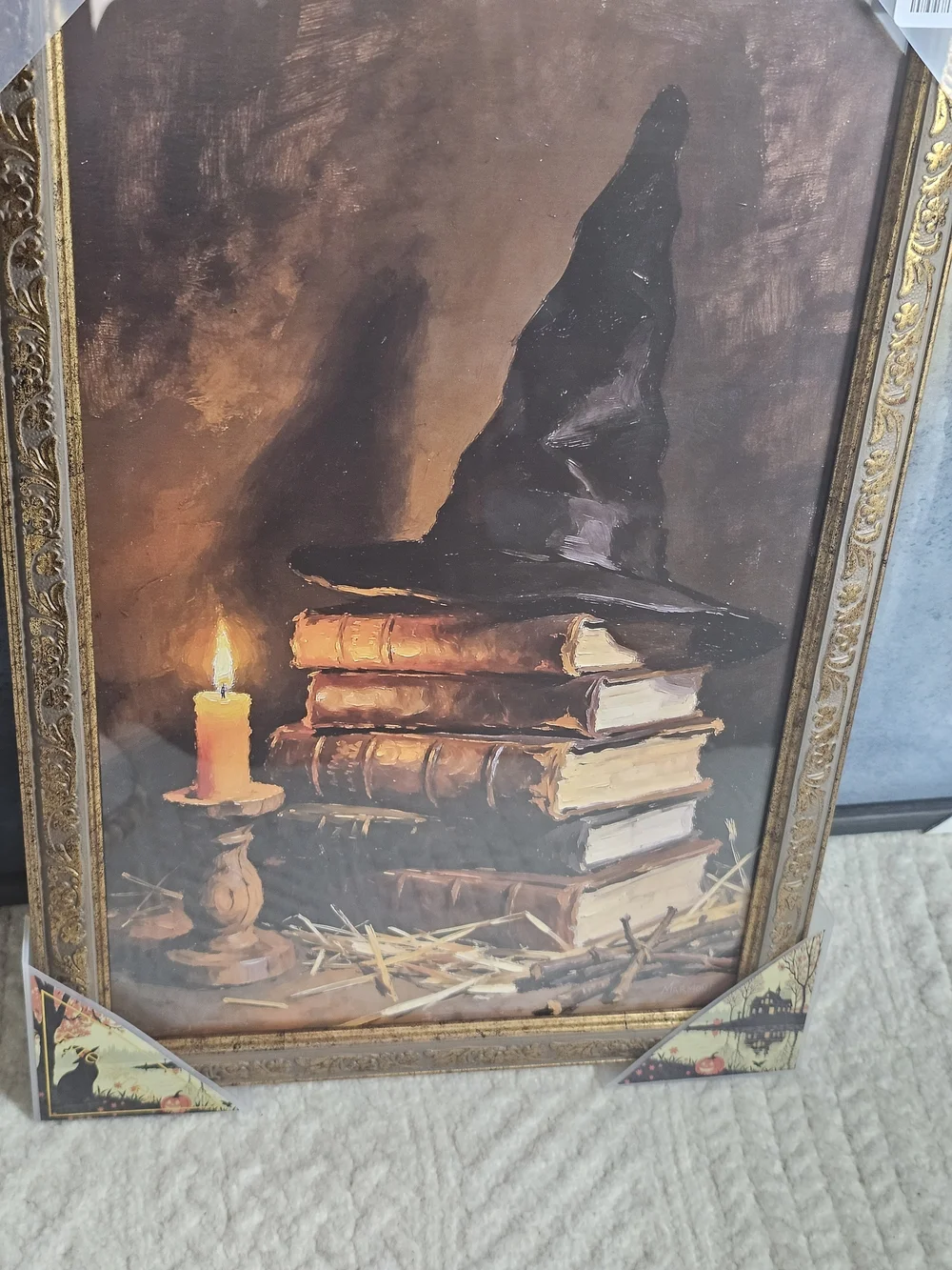 Witch Hat & Spell Books Framed Art Print - Brown, Black Marmont Hill Halloween